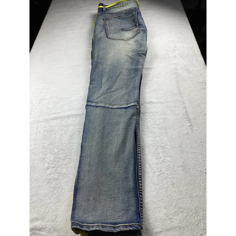 KDNK Distressed Jeans Men 36 Blue Ombre Side Stripe Slim Fit Streetwear 1141411